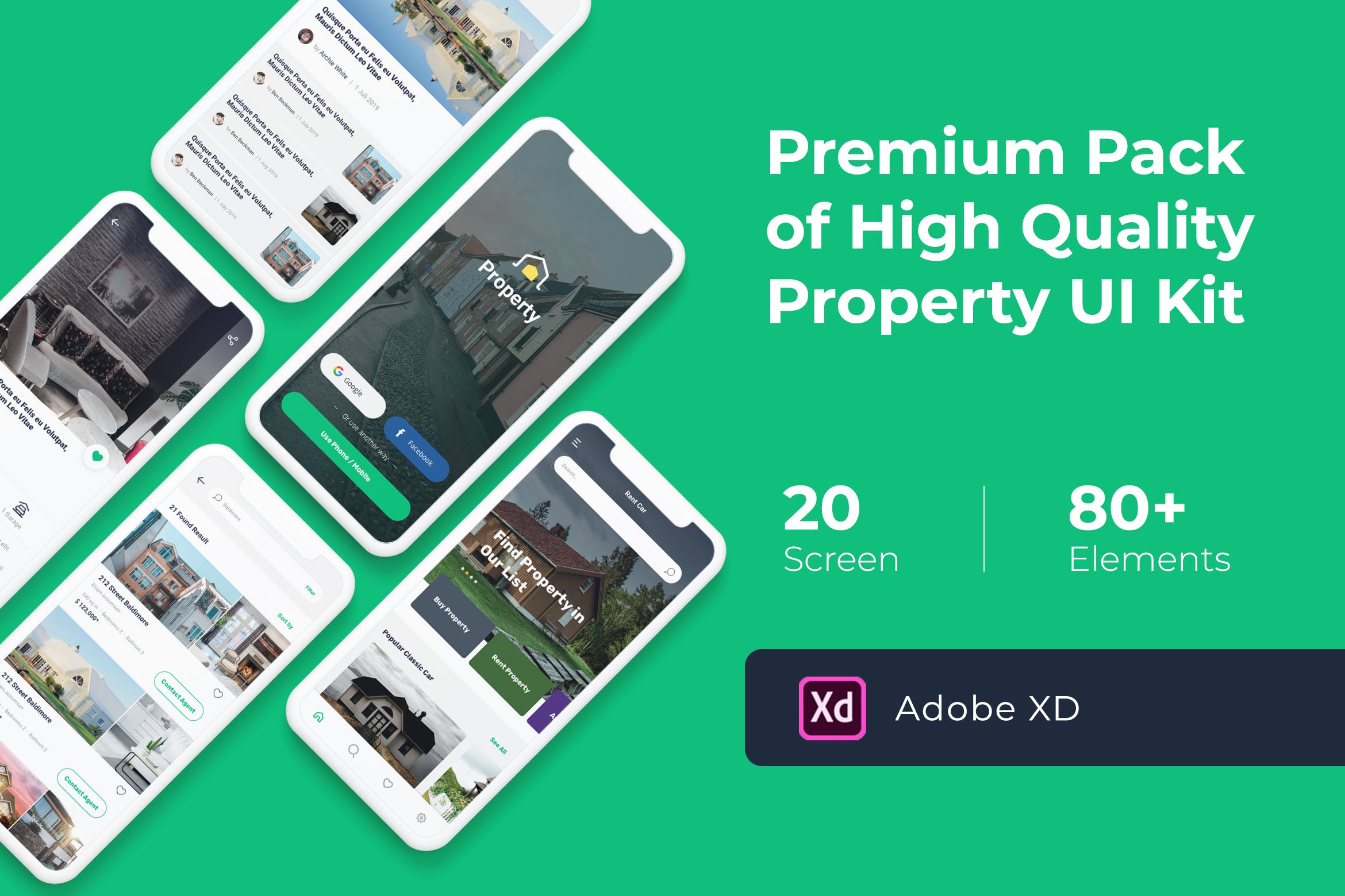 房地产租赁销售/租房APP设计套件for XD Property Mobile UI KIT for XD插图