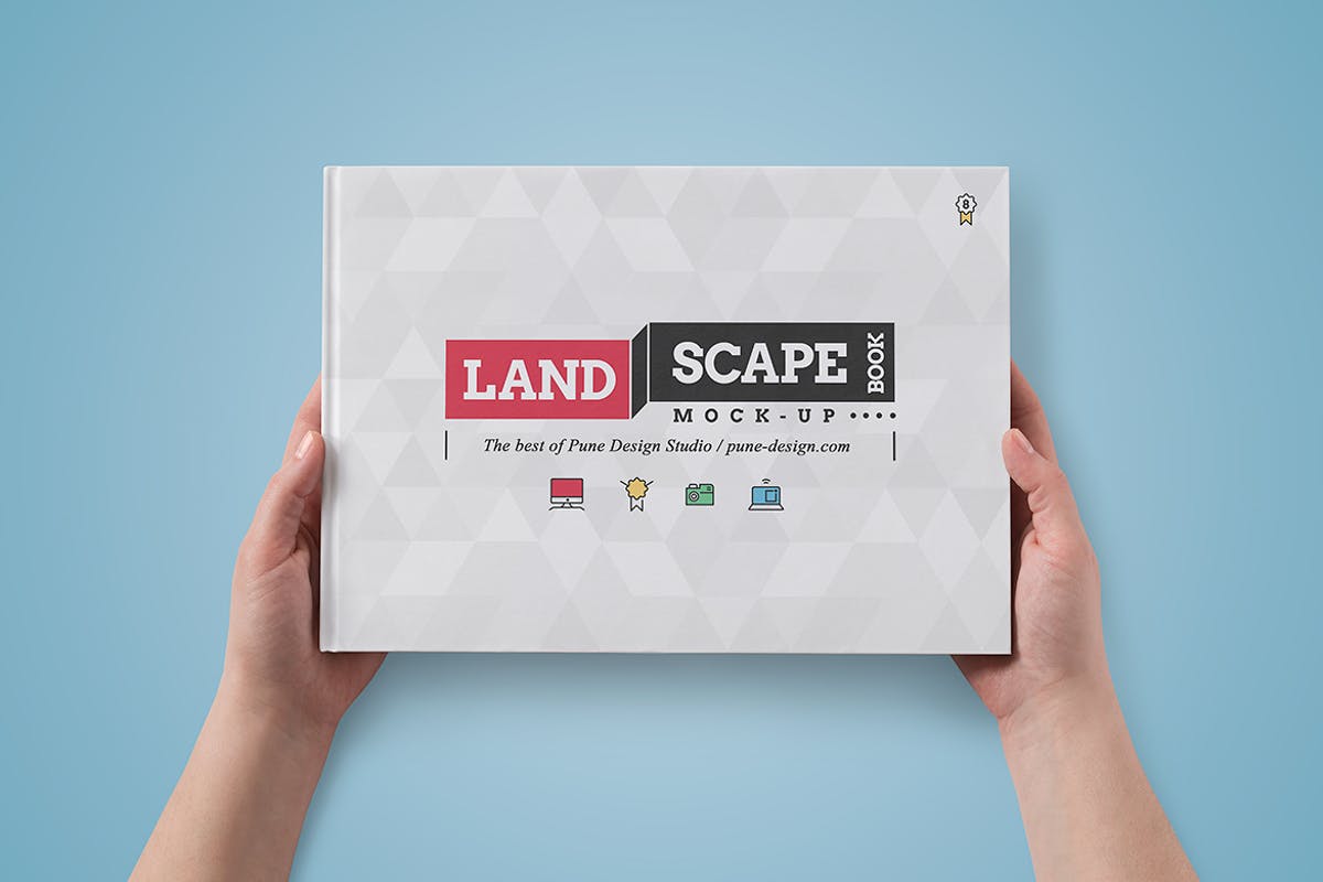 精装企业画册产品目录设计展示样机模板 Landscape Book Mock-Up Set插图