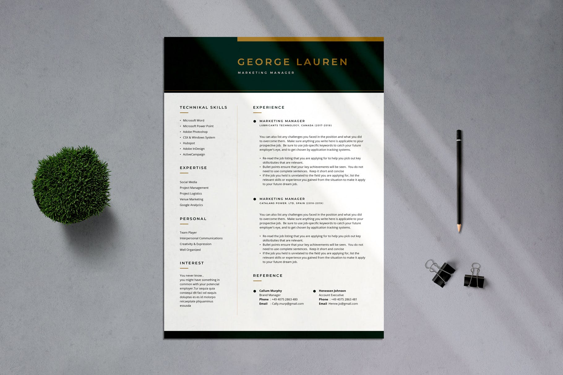 简约朴实风格专业CV简历模板v02 Professional CV Resume – 02插图(2)