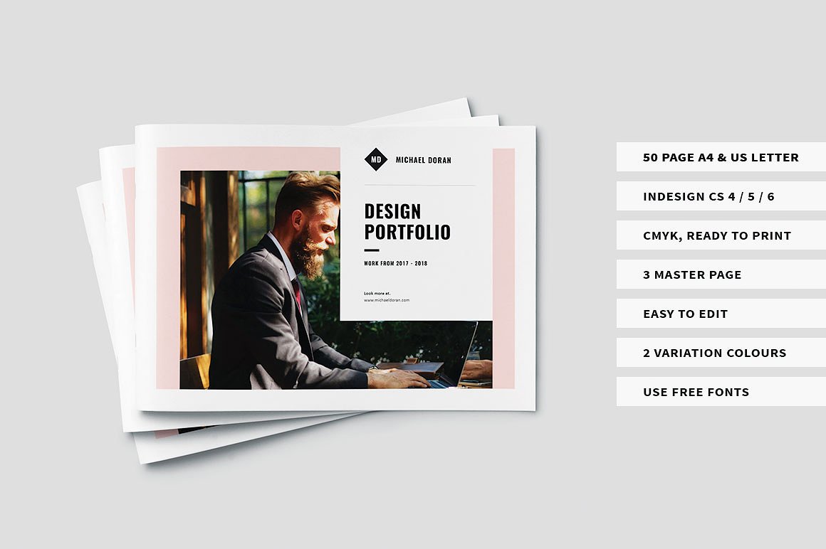 简约而专业的图形设计师产品组合杂志模板插图