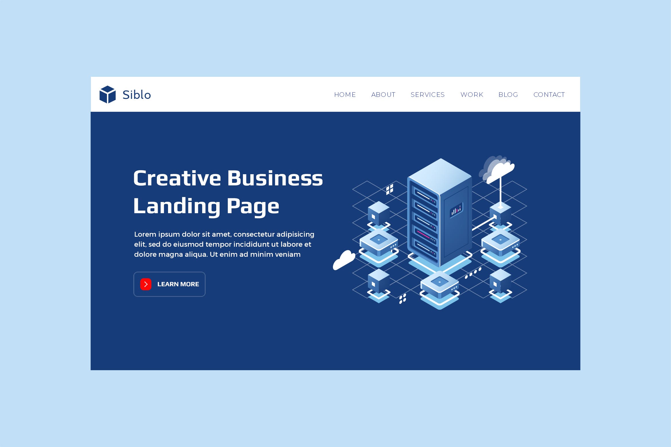 云服务主题插画网站着陆页设计素材库精选模板 Siblo – Hero Banner Landing Page Template插图