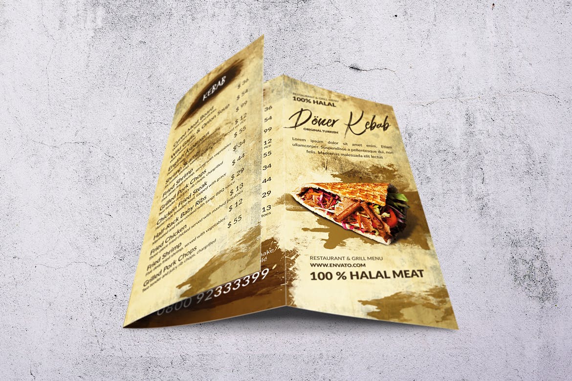 土耳其烤肉菜单设计模板 Doner Kebab Vintage Food Menu Bundle插图(9)