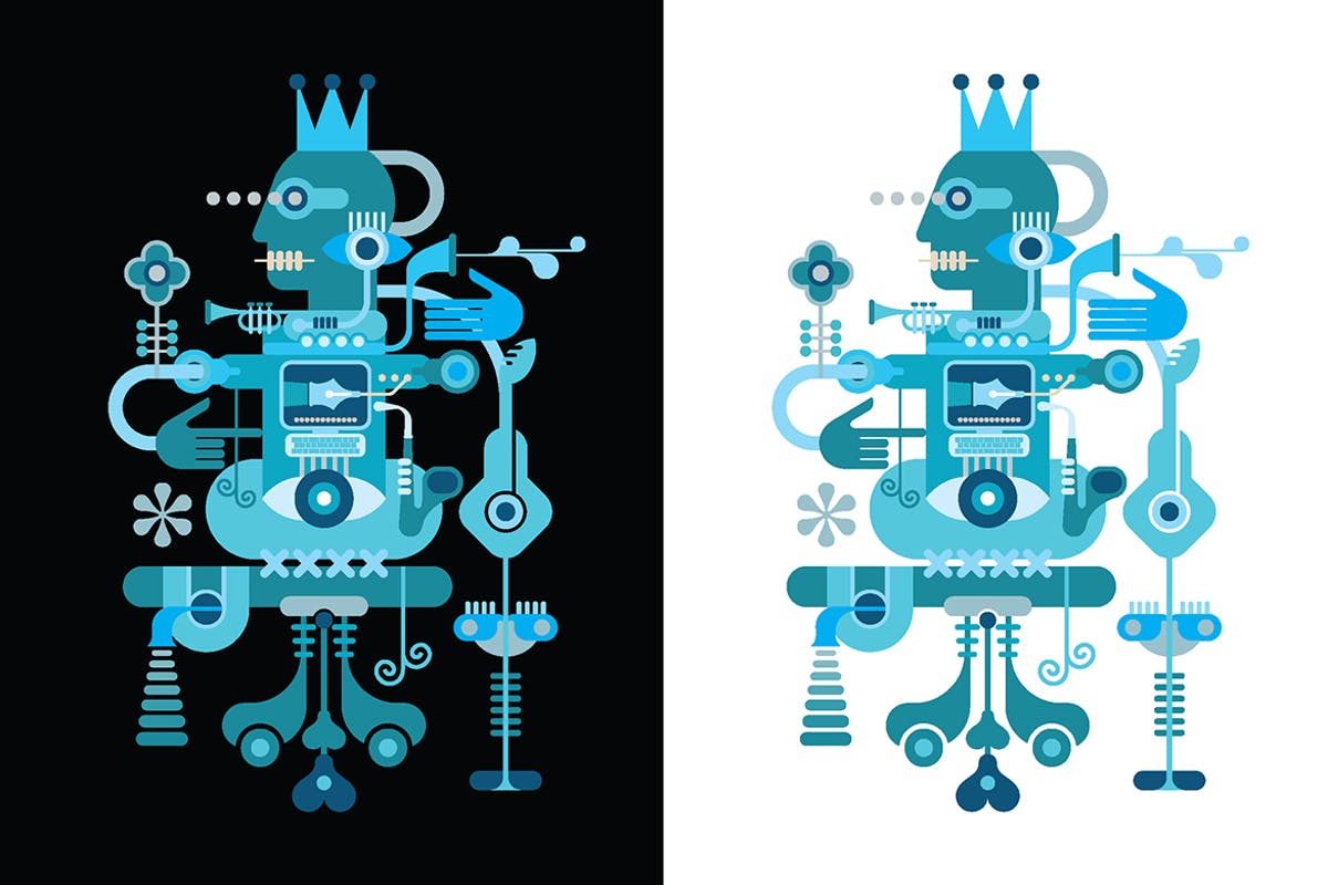 蓝色抽象艺术矢量插画 Abstract Art Blue Design vector artwork插图