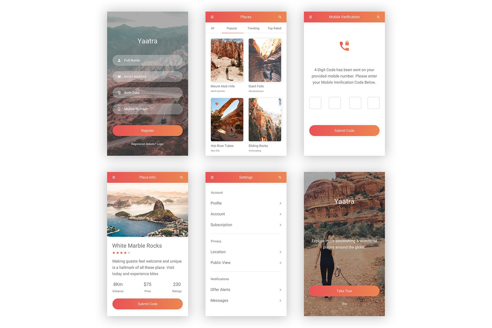 旅游旅行APP应用用户交互界面UI套件PSD模板 Yaatra – Travel & Tour UI Kit for Photoshop插图(9)