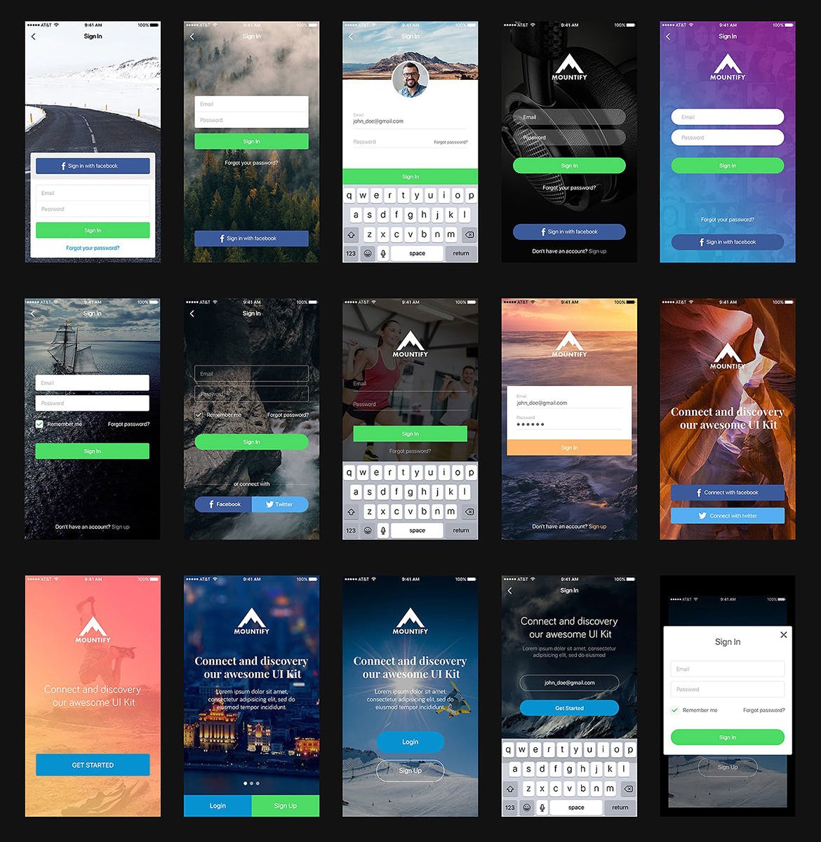 多用途综合性APP界面设计UI套件for SKETCH Mountify Mobile UI Kit for SKETCH插图(1)