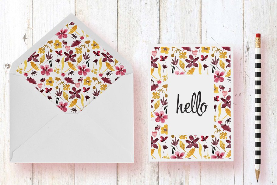 花卉标本水彩剪切画 Dried Flowers插图(2)