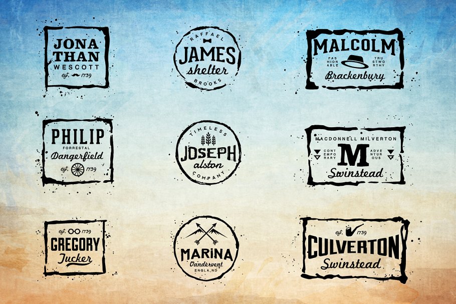复古怀旧磨损风徽章Logo模板 Vintage and Grunge Logo Creator插图(1)