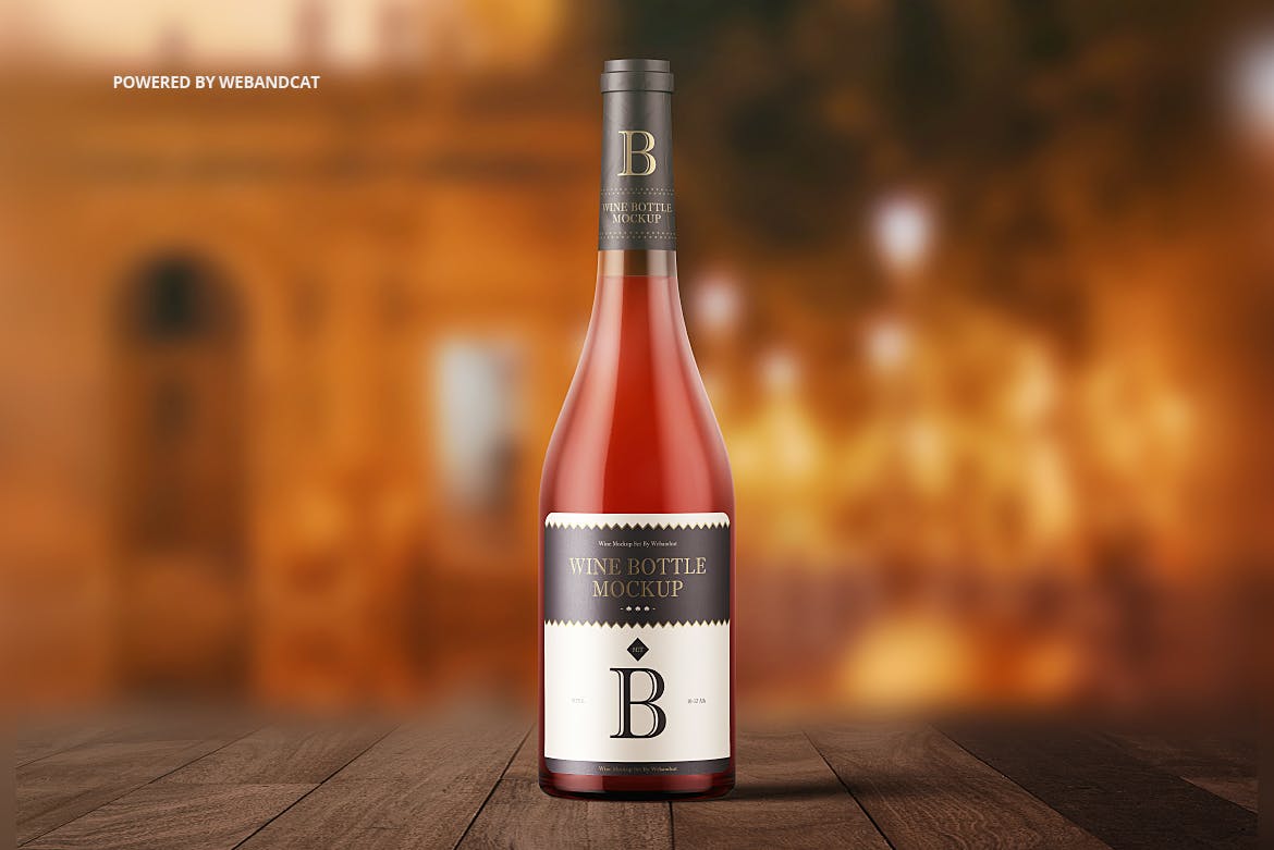 洋酒酒瓶外观设计效果预览样机v2 Wine Bottle Mock-up 2插图(3)