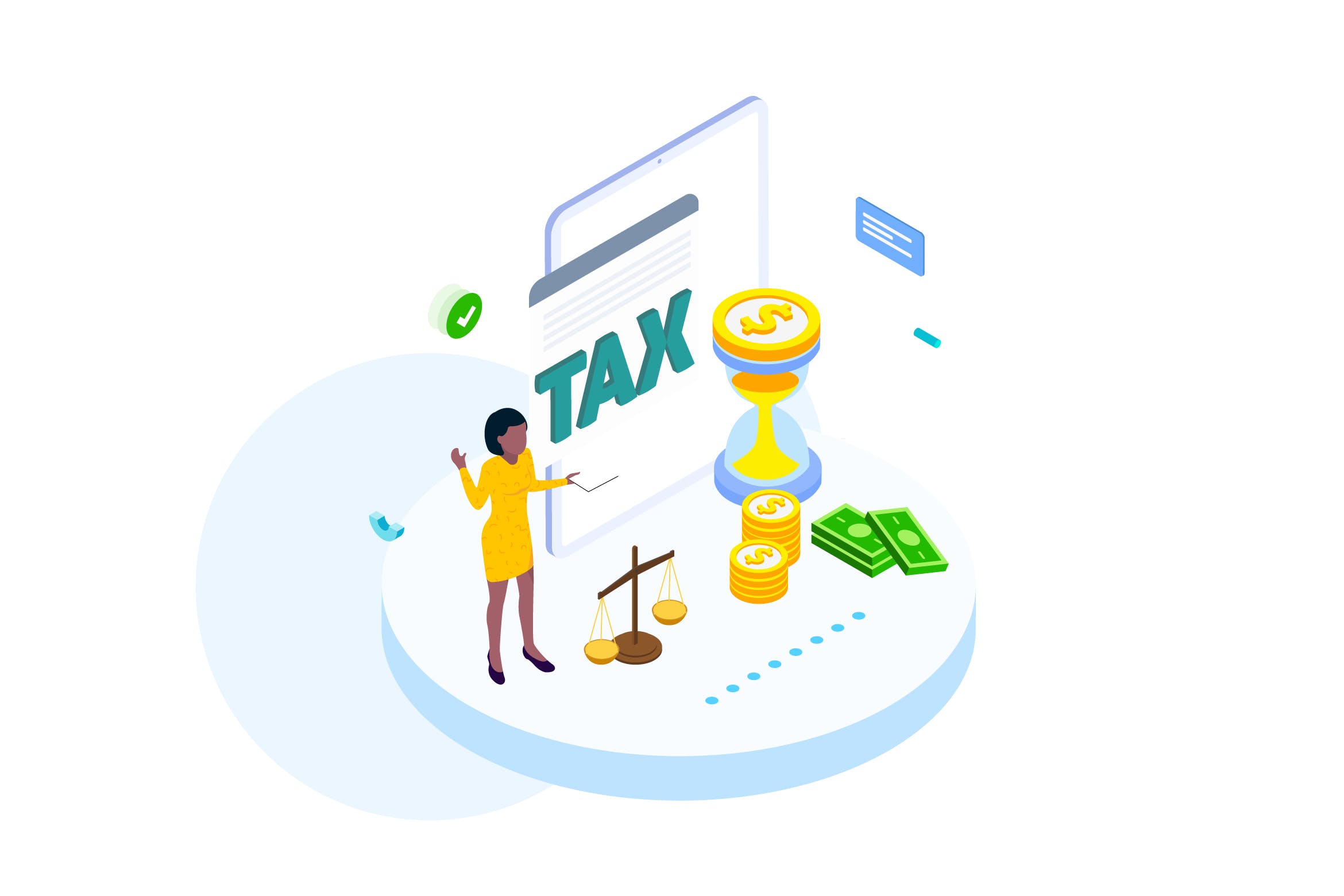 纳税金融业务场景等距概念插画v2 Pay Tax of Finance Isometric Illustration – FV插图