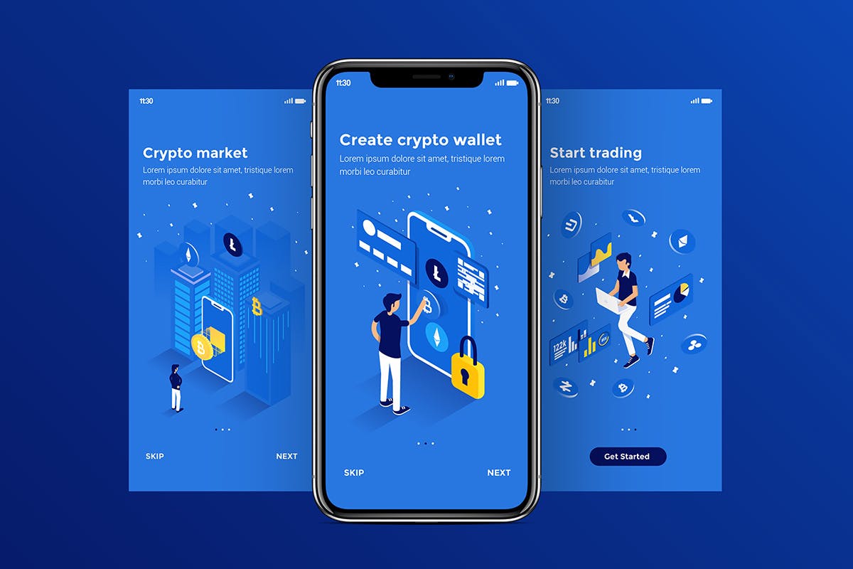 等距概念插画设计风格APP应用引导页设计模板 Modern user interface UX, UI screen template插图(6)