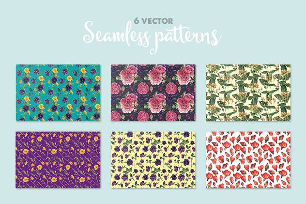 华丽的水彩奇观矢量图案设计套装 Watercolor Wonders Graphic Kit插图(4)