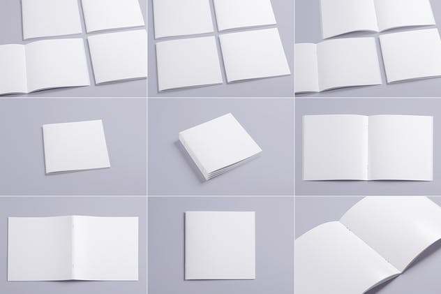 方形杂志封面&排版设计效果图样机素材库精选模板 Photorealistic Square Magazine Mock-up’s插图(3)