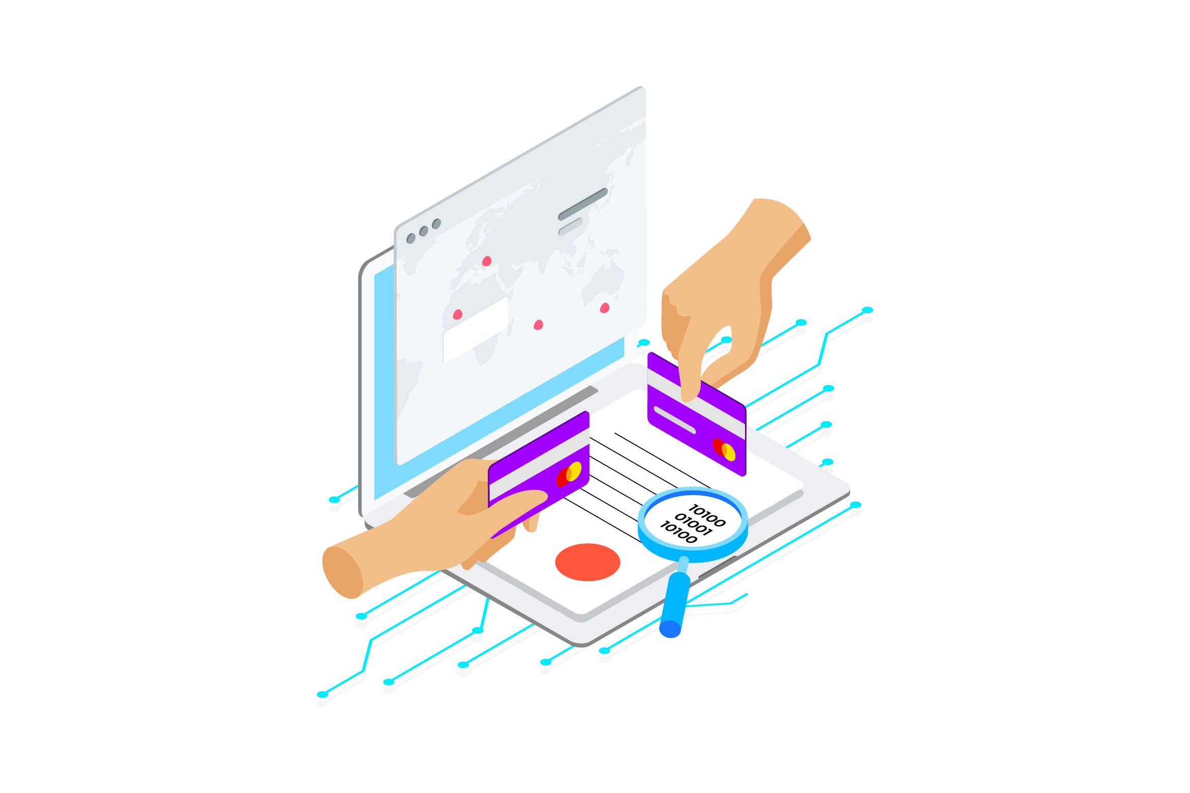 区块链技术智能合约概念插画素材v8 Smart Contract on Blockchain Isometric  8 – TU插图