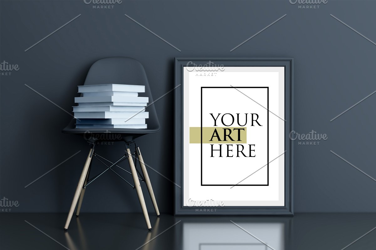 多彩的画框&椅子场景样机展示模板插图(15)