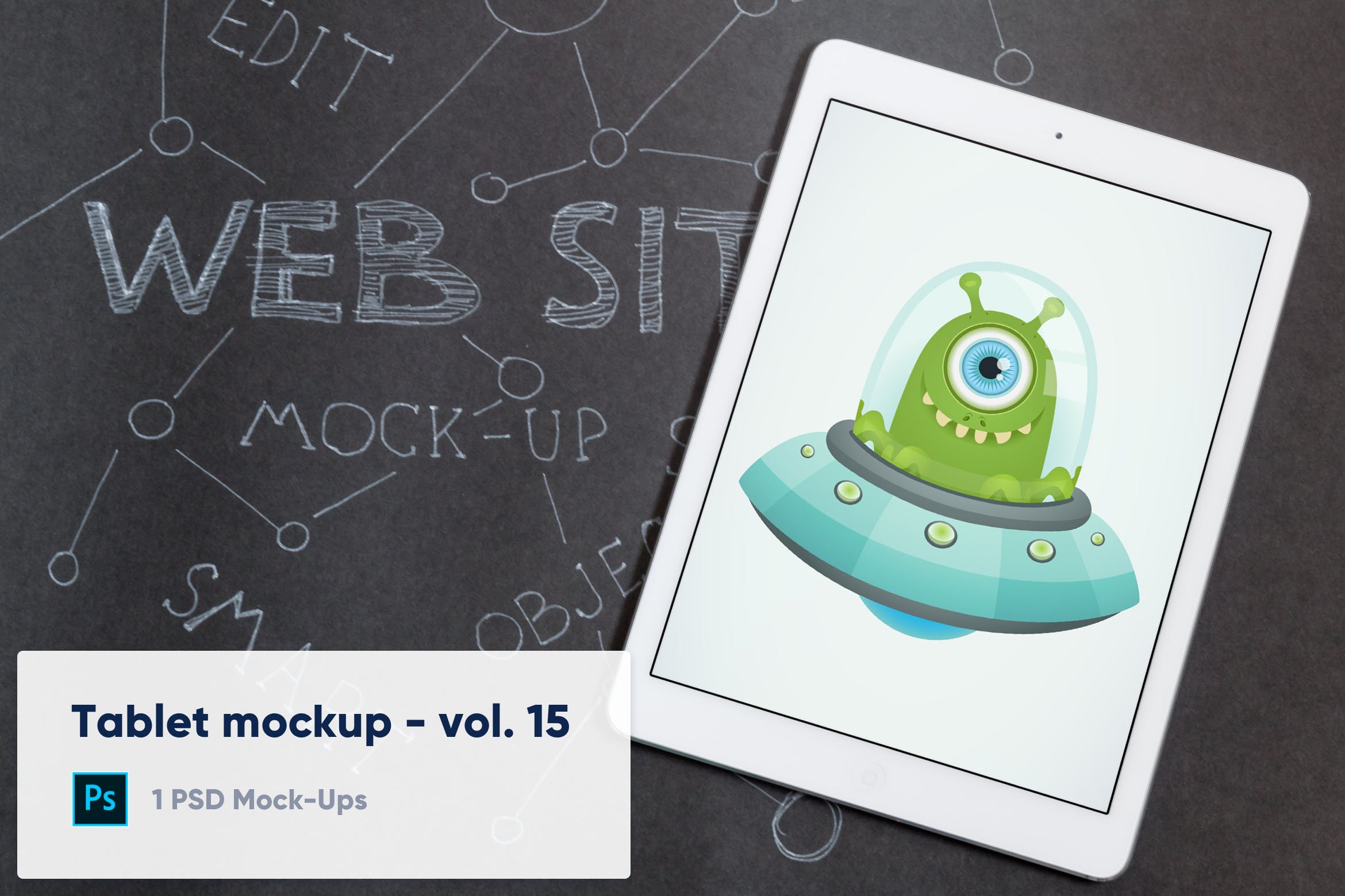 黑色图纸背景iPad平板电脑UI设计演示素材库精选样机模板v15 Tablet on Black Paper Background Mockup – Vol. 15插图