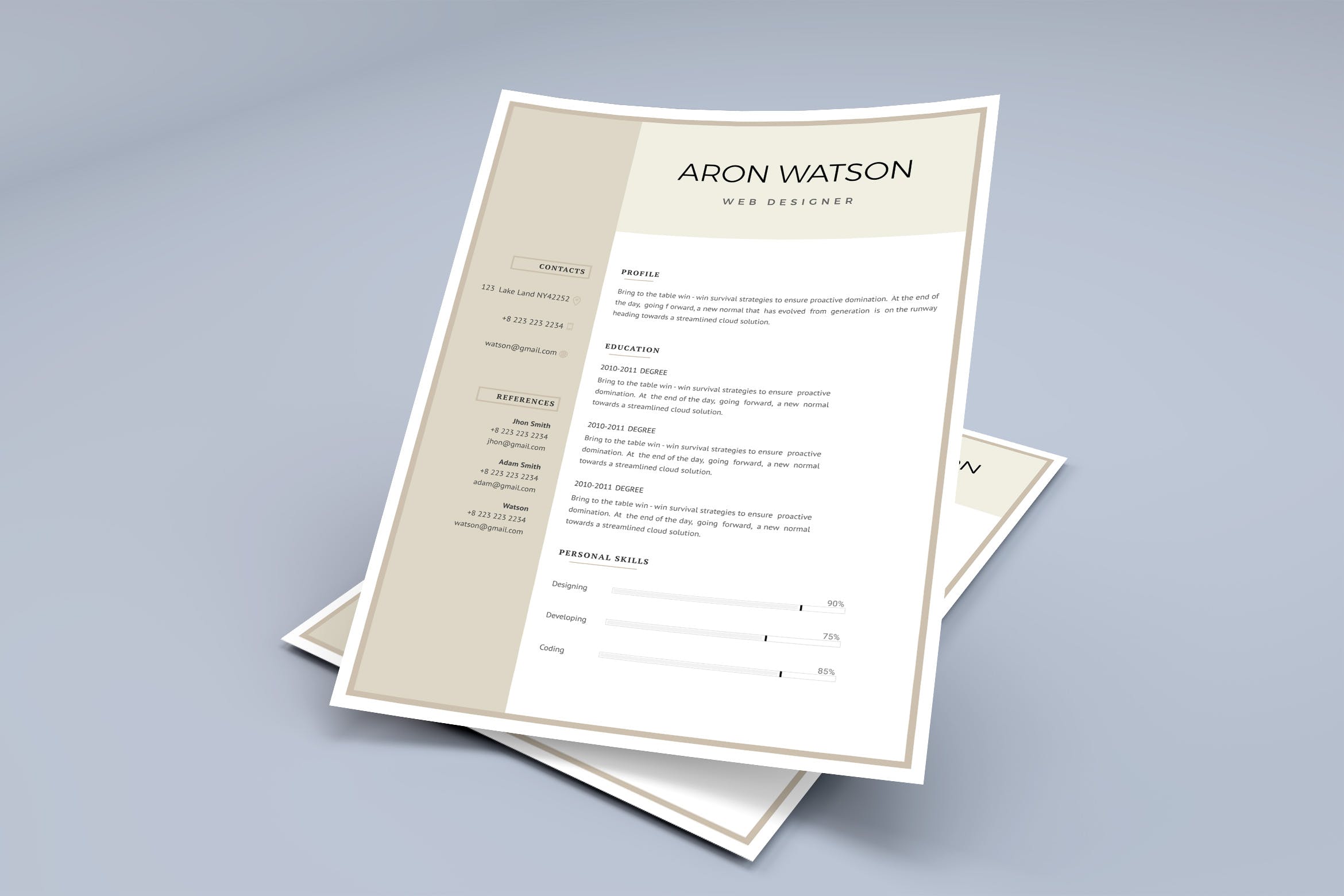 网站设计师简约风专业简历模板 Professional CV Template插图