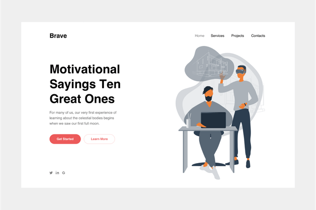 VR虚拟现实概念插画网站着陆页模板 Аrchitects Landing Page Illustration插图(1)