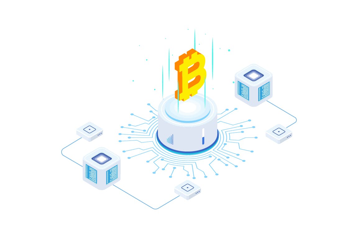 加密货币技术区块链等距矢量素材库精选概念插画素材 Cryptocurrency Technology Blockchain Isometric FV插图(4)