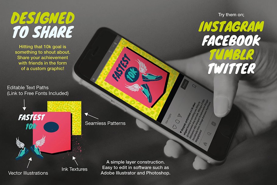 奔跑吧!兄弟:运动图形和标志素材 Running Graphics and Logos Pack插图(7)