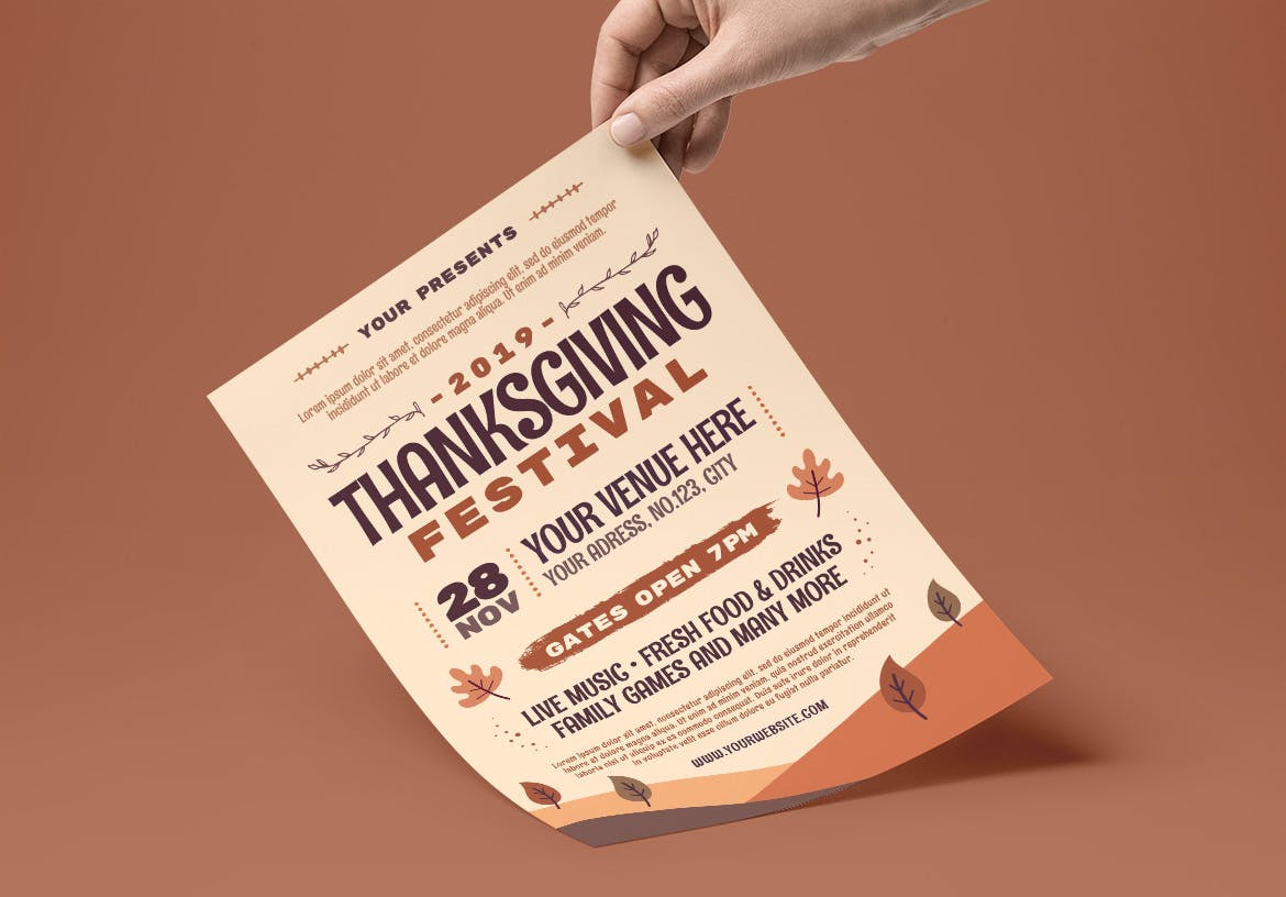 感恩节主题派对活动邀请海报传单设计模板 Thanksgiving Day Flyer插图(1)