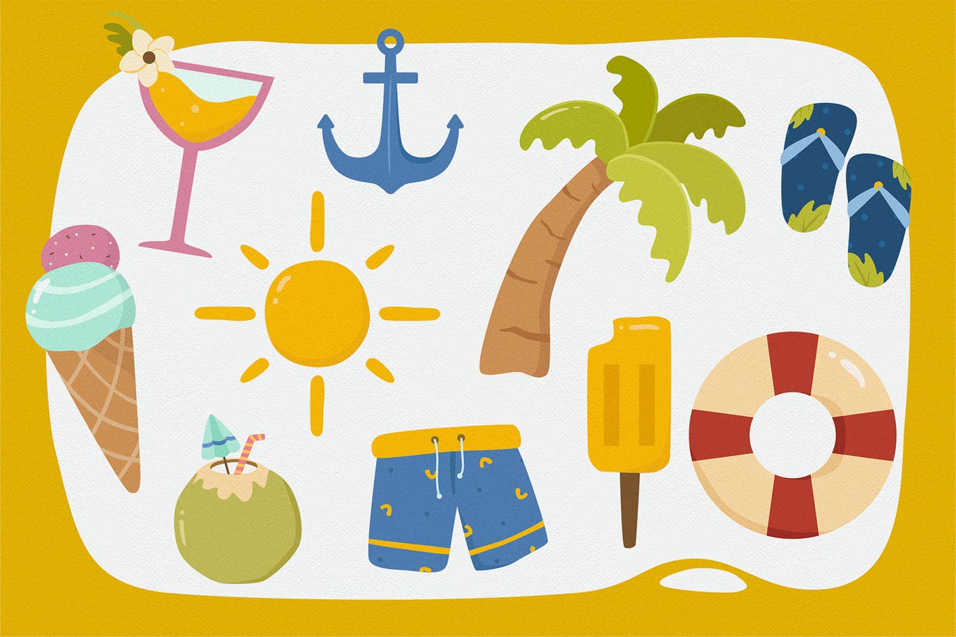 夏日元素矢量剪贴画素材 Summer Vector Clipart Pack插图(2)
