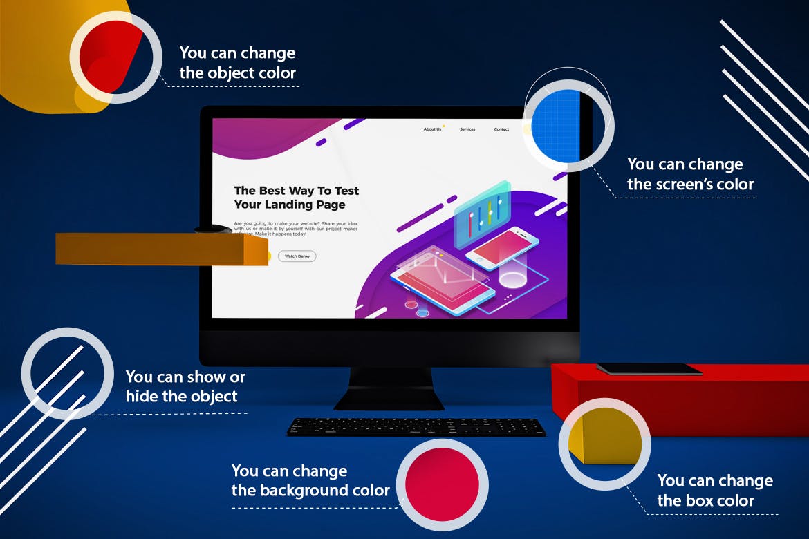 抽象场景iMac Pro一体机电脑屏幕预览素材库精选样机v2 Abstract iMac Pro V.2 Mockup插图(2)
