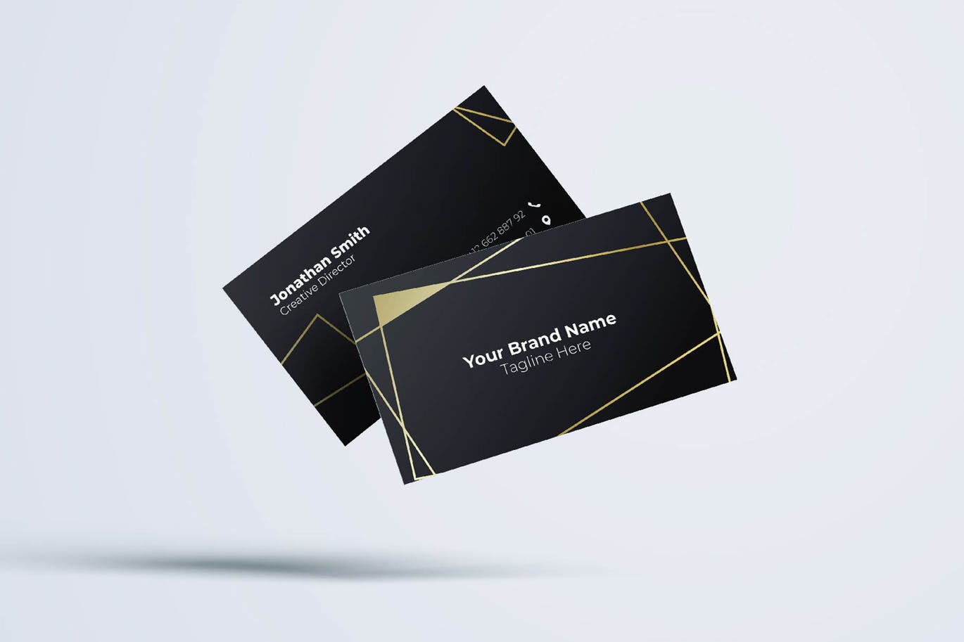 几何图形酷黑背景企业素材库精选名片模板v7 Business Card Template.v7插图