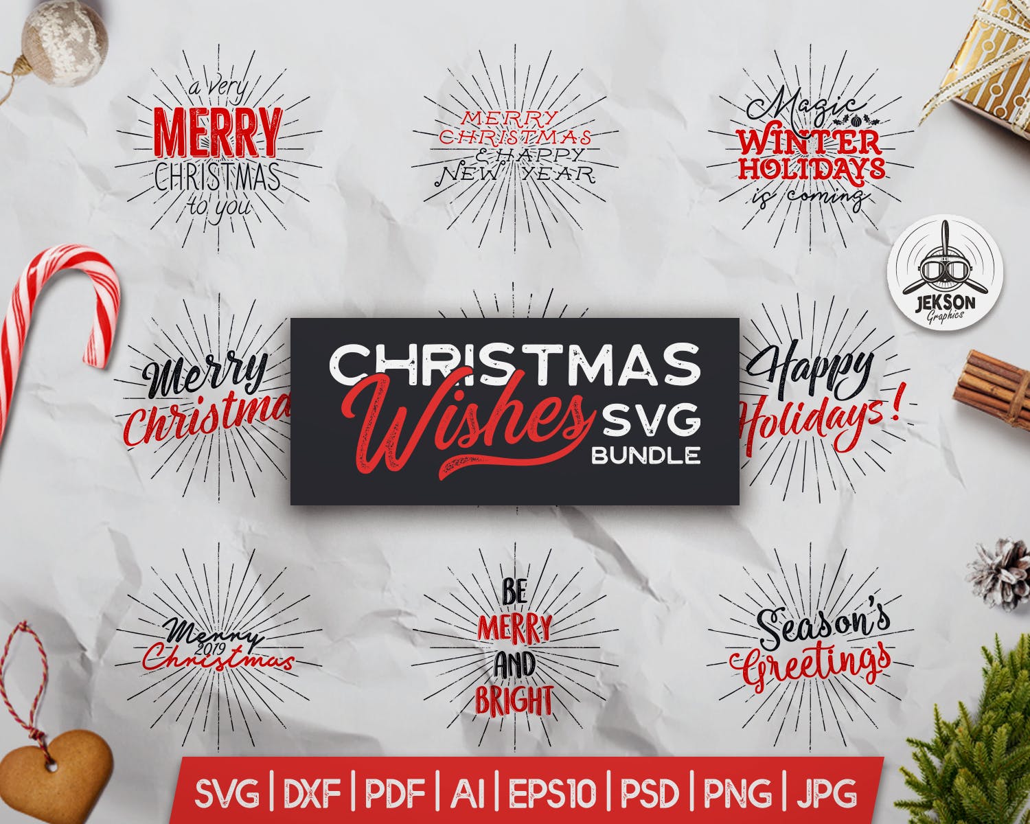 圣诞节主题设计素材包[1.07GB] Christmas Designs Mega Bundle, Retro Xmas Designs插图(15)