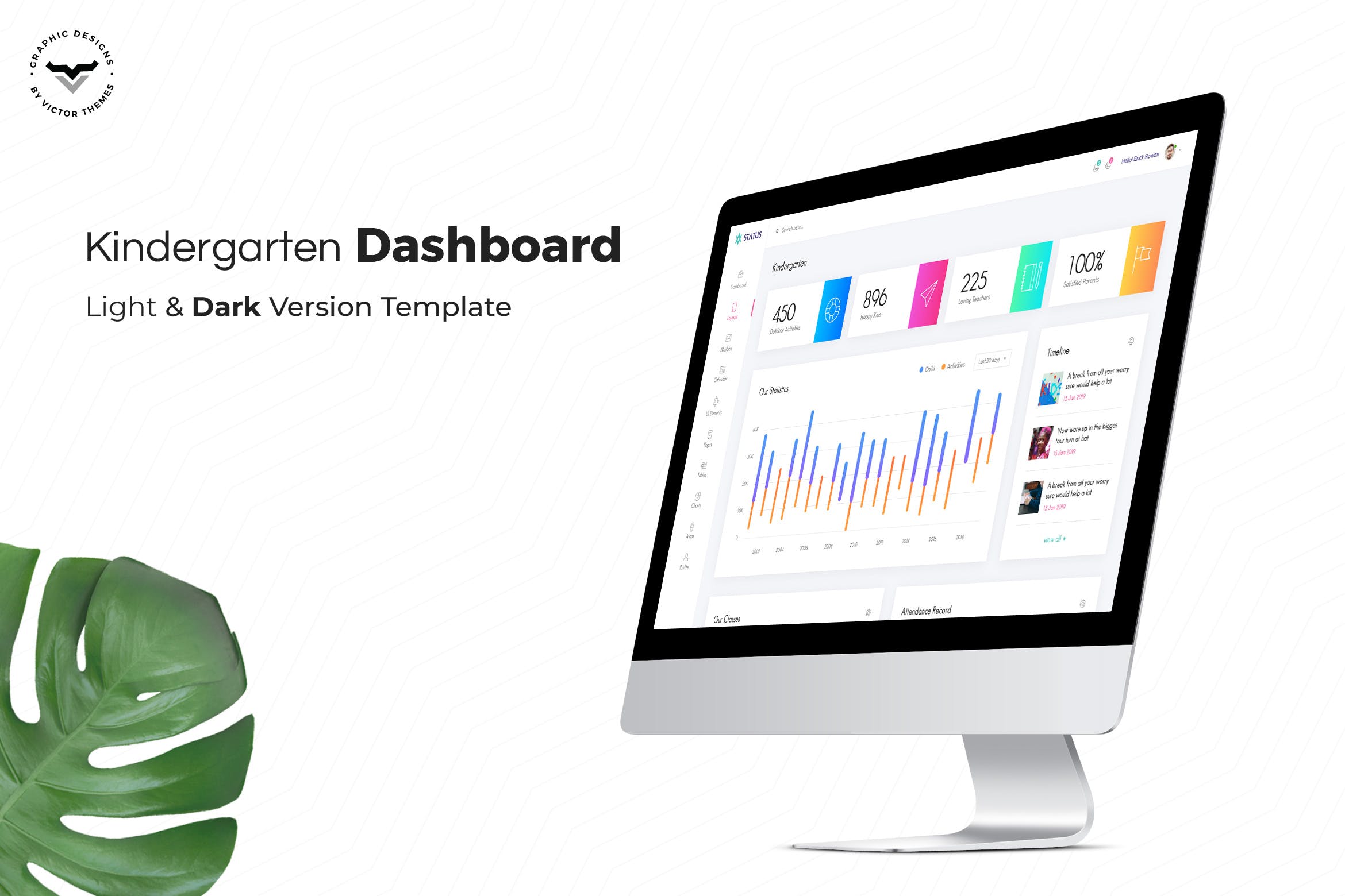 幼儿园管理系统网站后台界面设计UI模板 Kindergarten Admin Dashboard UI Kit插图