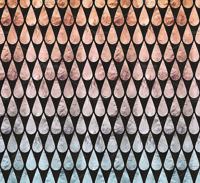 精美的玫瑰金彩虹色调有机图案纹理 Petrol Depths in Gold & Iridescence插图(1)