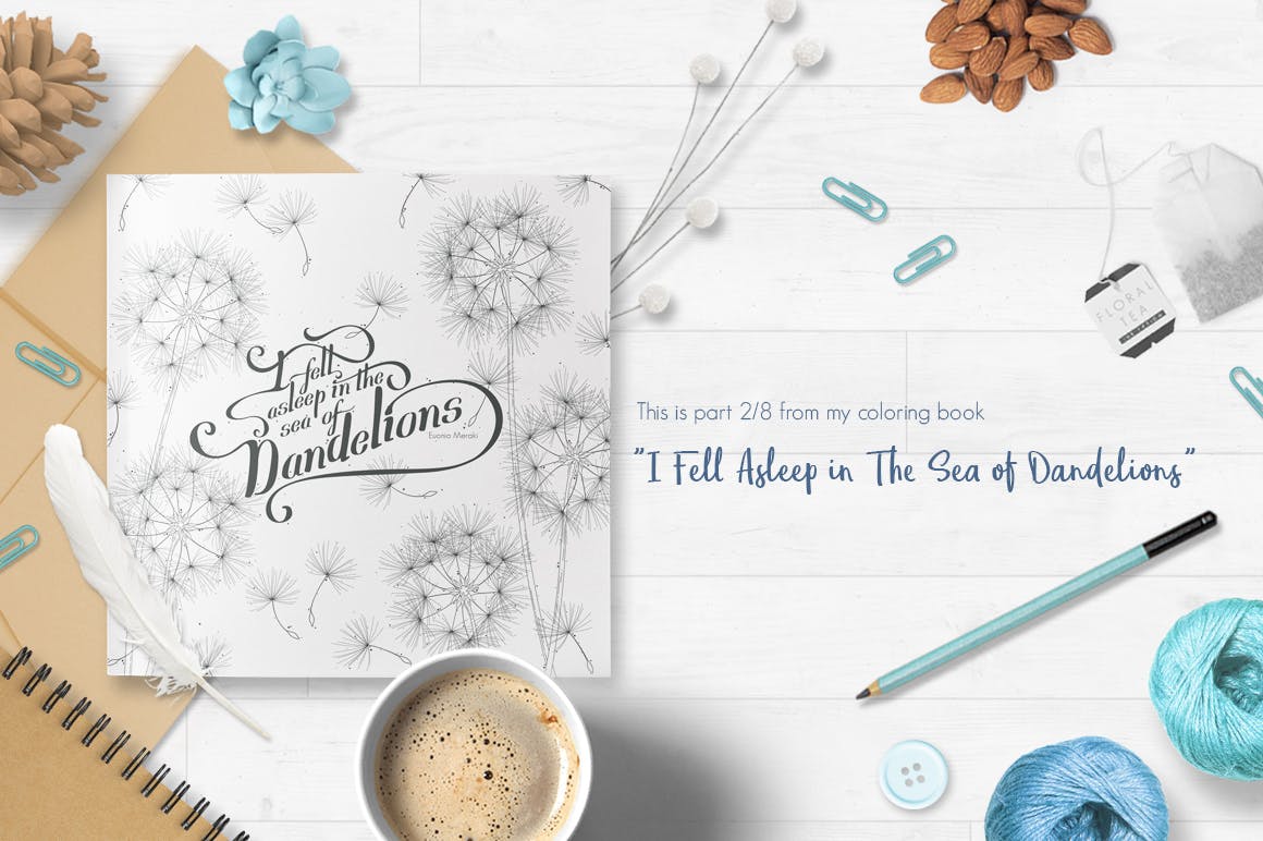 蒲公英线条手绘图案矢量背景素材 Delicate Floral Line Backgrounds插图(3)