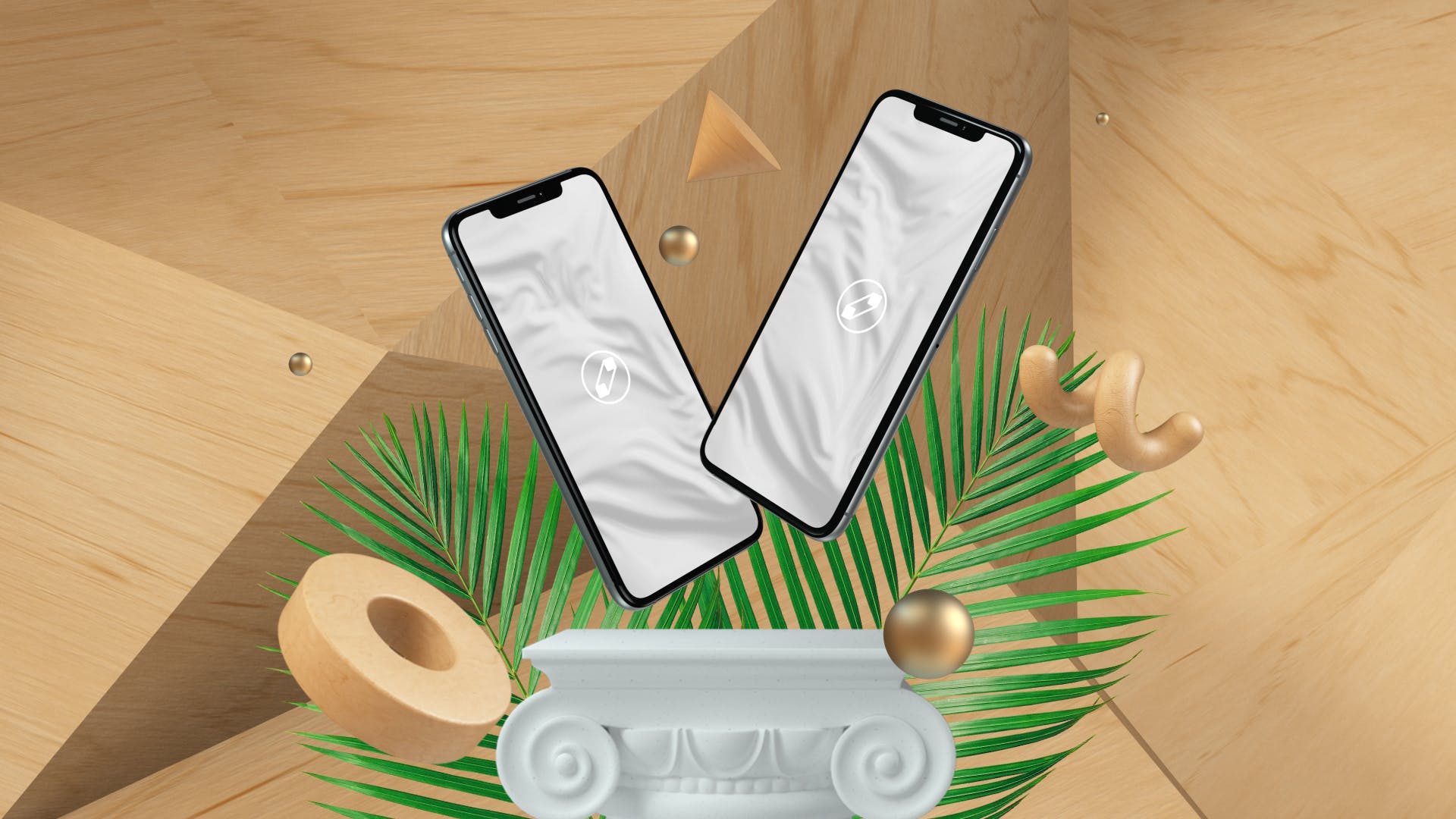 优雅时尚风格3D立体风格iPhone手机屏幕预览素材库精选样机 10 Light Phone Mockups插图(10)