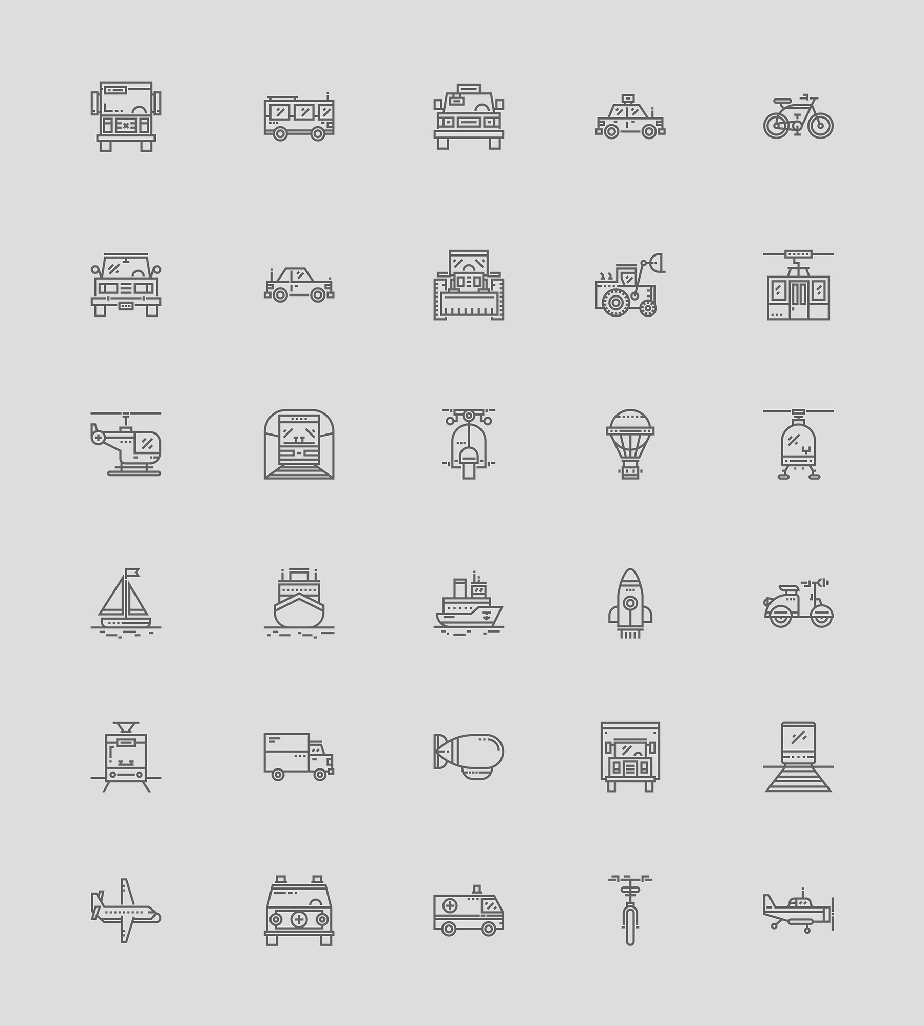 30 枚运输工具线性图标