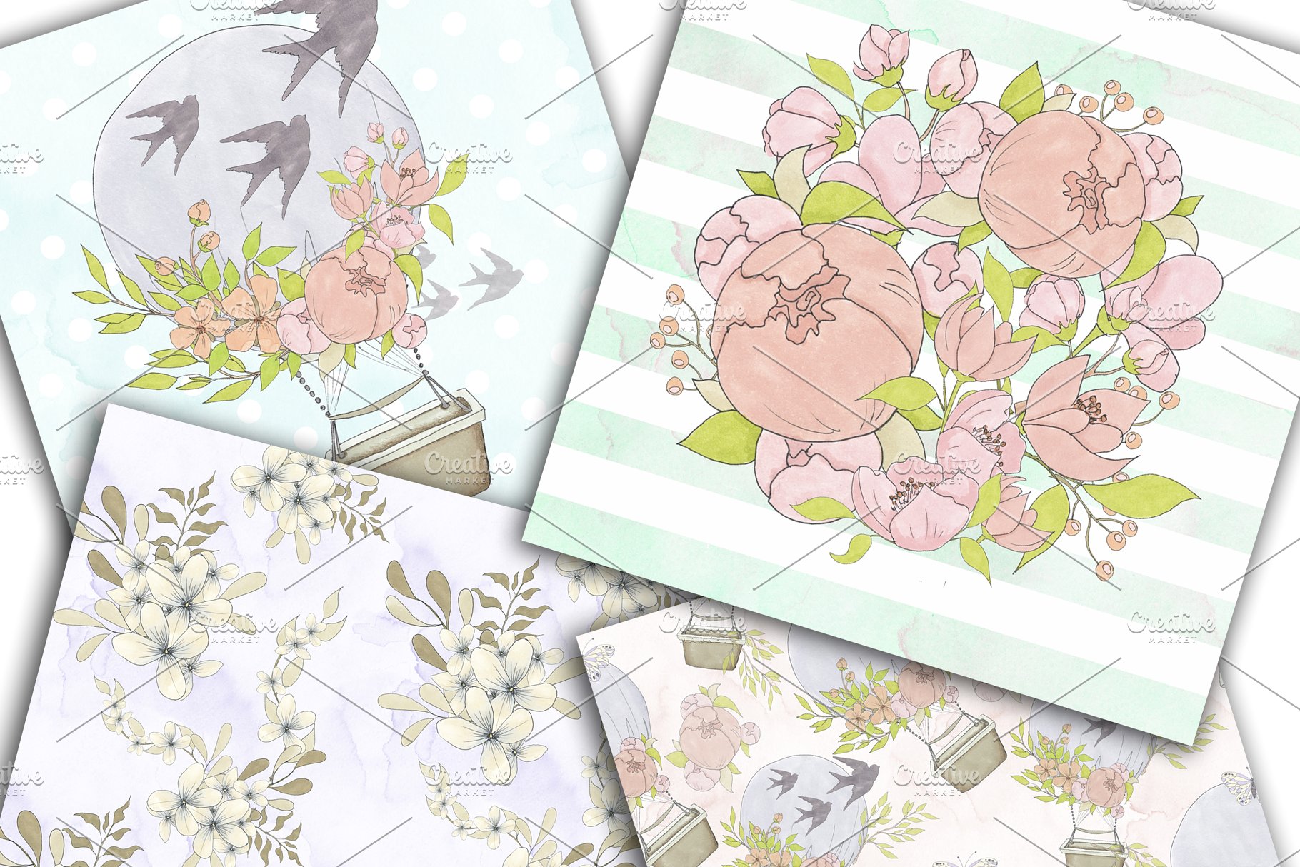 春季情调水彩插画合集 Spring Mood Design Kit插图(7)