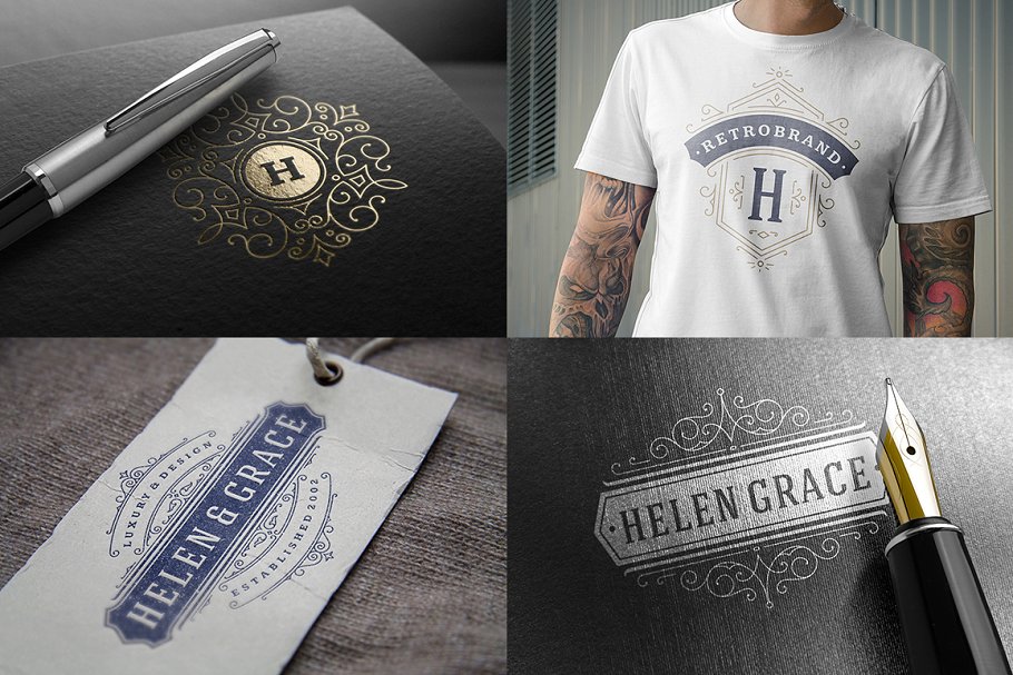 500个复古装饰风格Logo和徽章模板 500 ornaments logos & monograms插图(14)