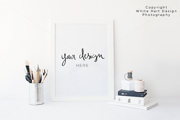 现代简约白色框架样机 White frame mock up – PSD + JPEG插图(1)