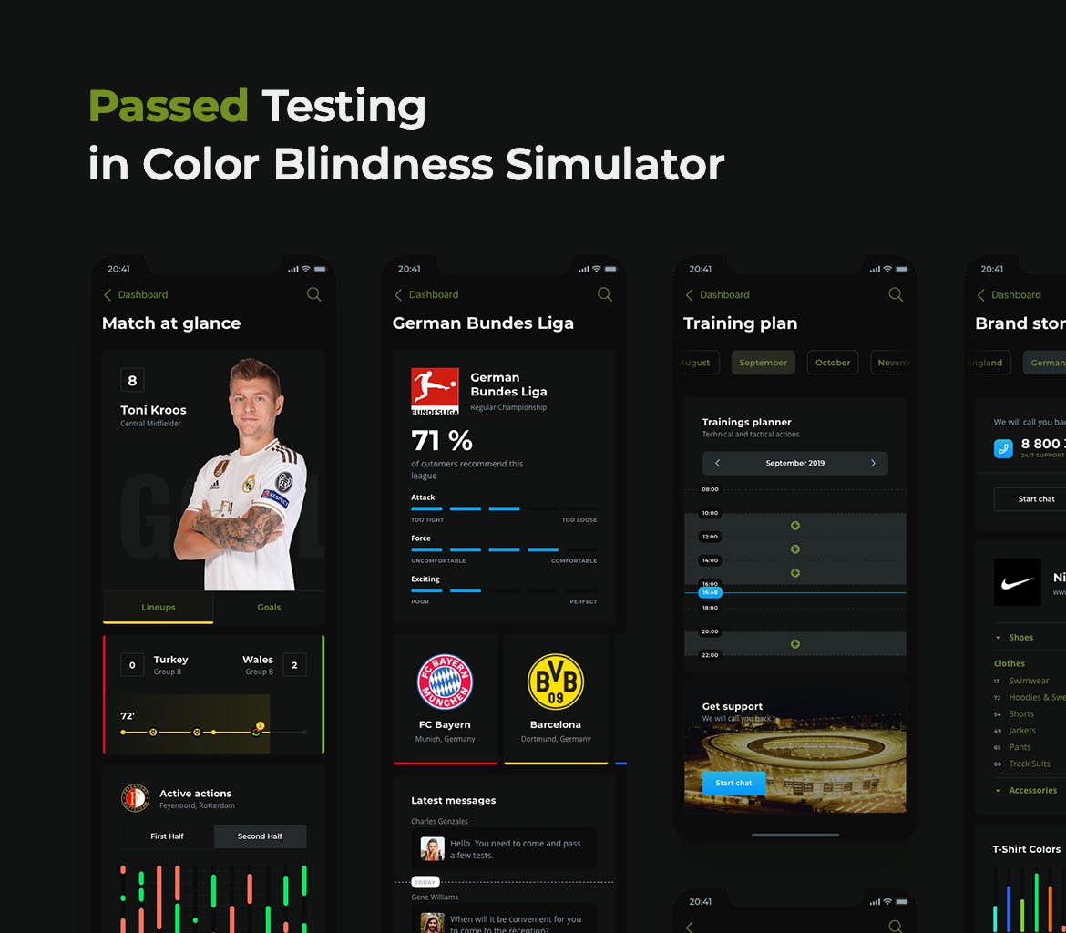 足球赛事APP应用UI设计素材库精选套件[黑暗模式版本] Soccer mobile app – Dark UI插图(7)