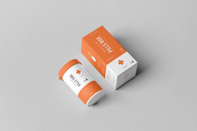 药丸樽药丸盒样机模板 Pills Tube & Box Mock-up插图(4)