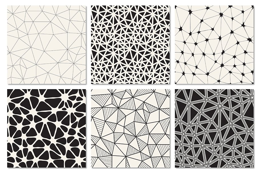 不规则多种形状三角形无缝图案纹理 Triangles Seamless Patterns Bundle插图(2)