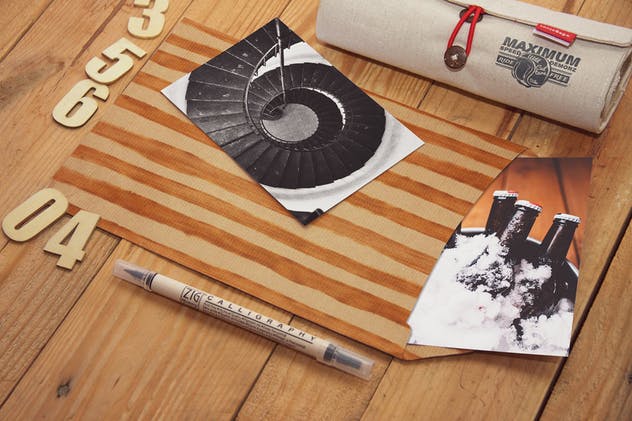 照片&个性化办公室信封样机展示模板 Photo & Personalized Office Envelope插图(2)