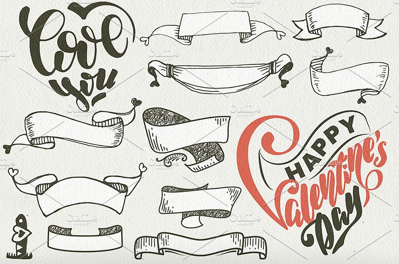 200个常用情人节手绘素材包[PSD,EPS]插图(6)