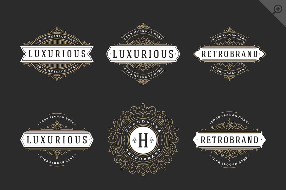 250款字母饰品组合装饰Logo模板 250 ornaments logos & monograms插图(15)