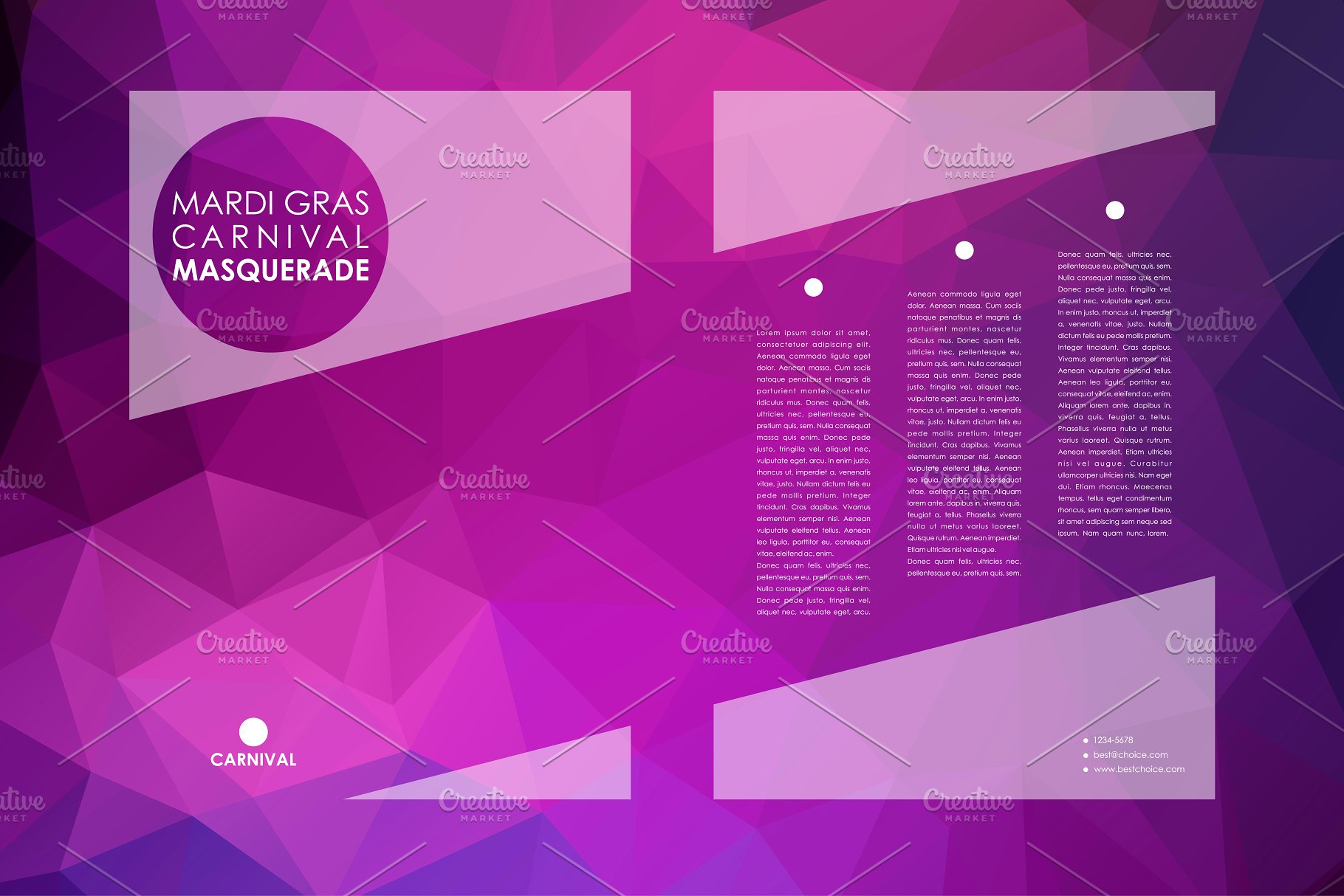 狂欢节主题画册模板 Mardi Gras Brochures插图(3)