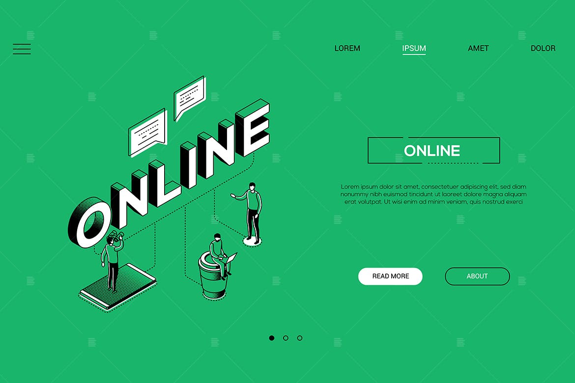 网页Banner图设计在线通讯主题矢量线性插画 Online communication web banner插图(1)