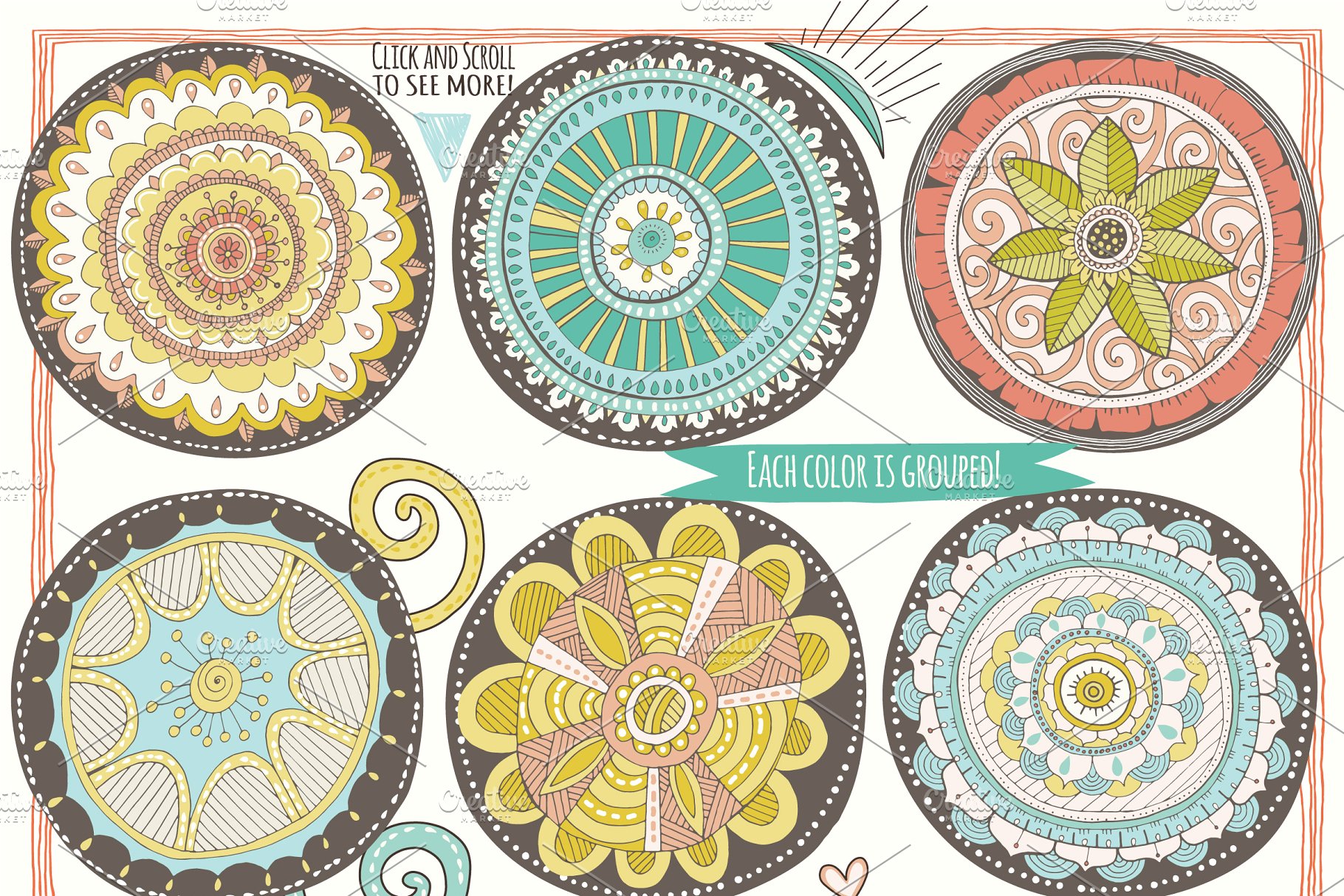 曼荼罗手绘矢量插图 Mandala Vector Illustrations插图(2)