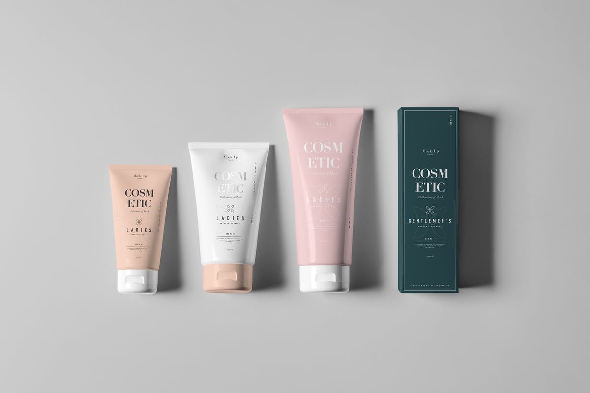 美容化妆品软管&包装盒样机模板 Cosmetic Tube & Box Mock-up插图