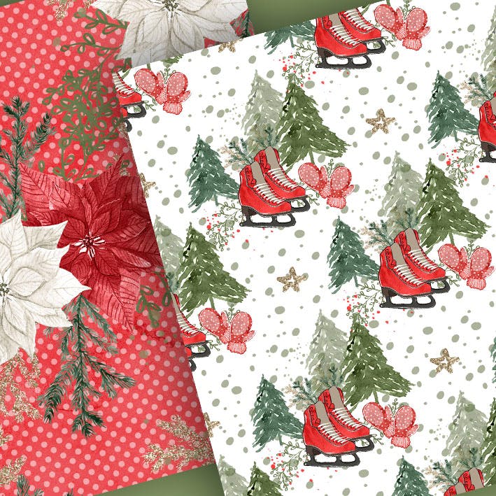 冬季主题手绘装饰图案数码纸张设计素材 Hello Winter digital paper pack插图(3)