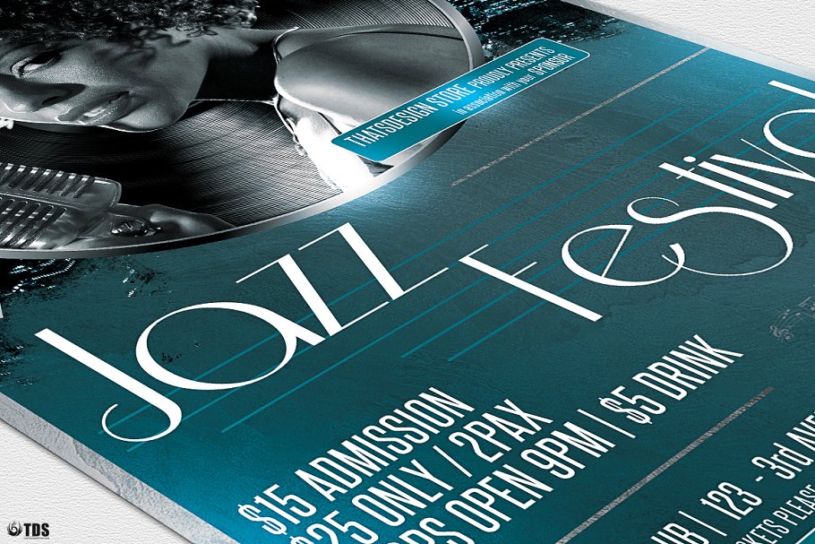 爵士音乐活动传单PSD模板v2 Jazzy Fest Flyer PSD V2插图(5)