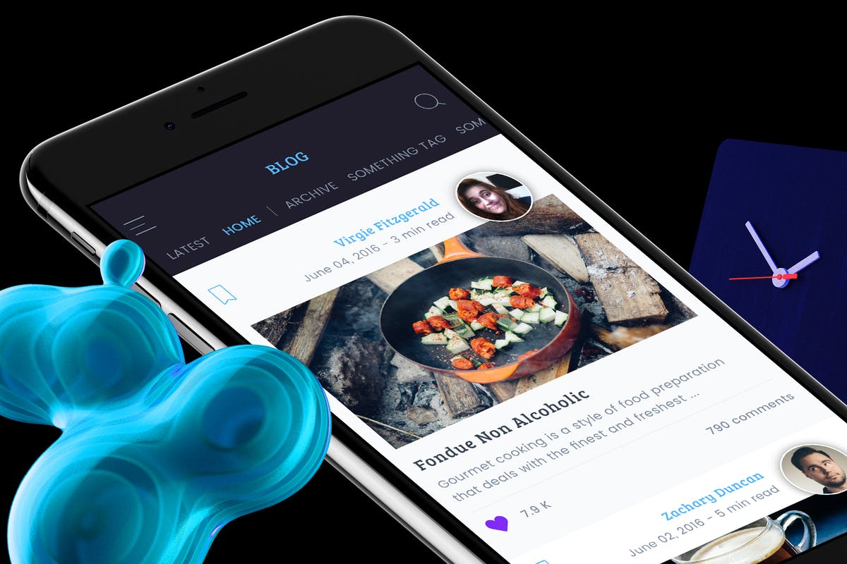 博客新闻资讯类手机APP设计UI套件2 Blog 2 Mobile Ui插图