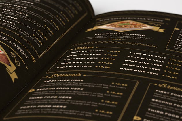 高端优雅餐厅菜单插画设计模板 Elegant Food Menu 3 Illustrator Template插图(3)